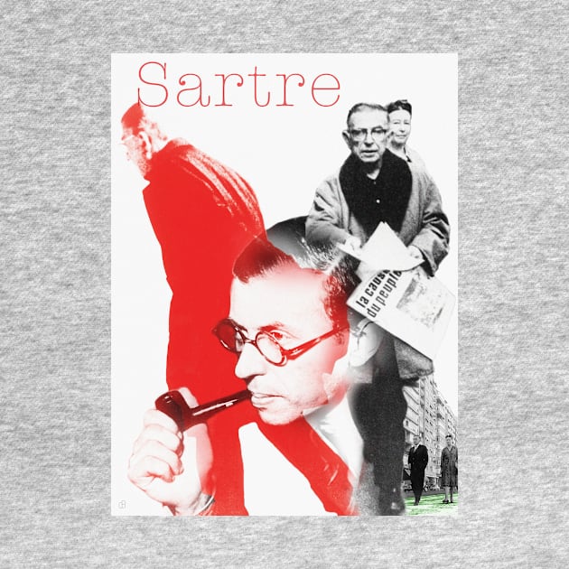 Jean Paul Sartre Collage Portrait by Dez53